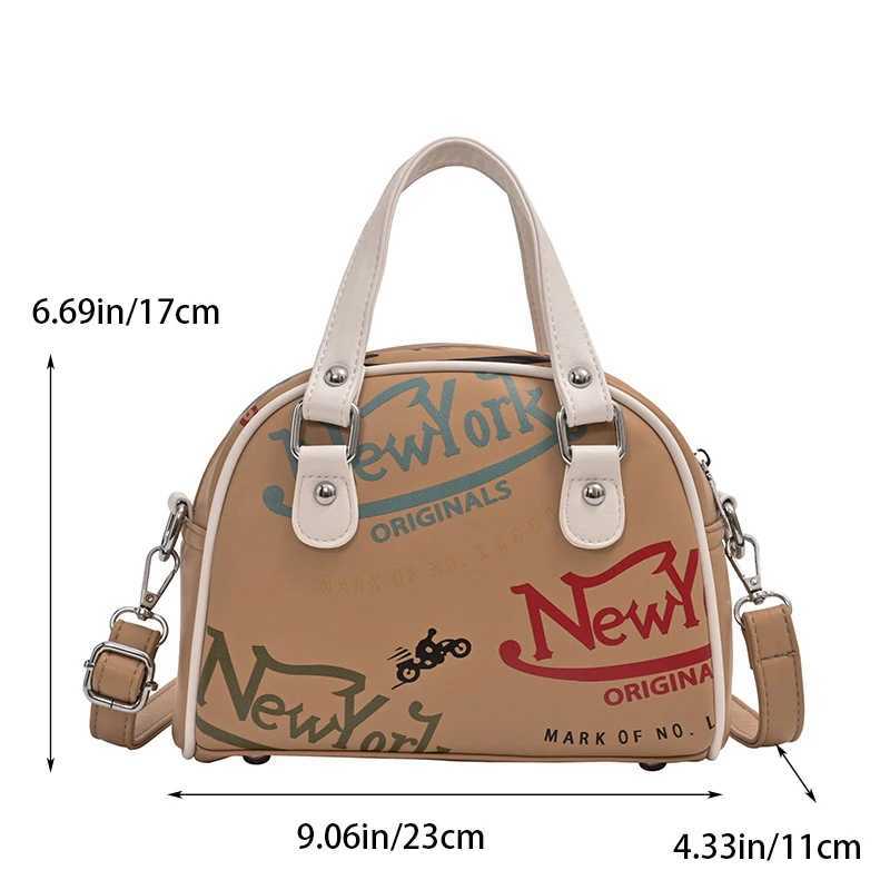Womens cross body bag leather letter printing New York shell bag large capacity womens handbag Y250319
