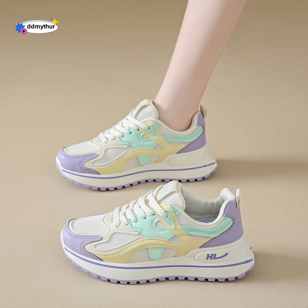 CRLAYDK Platform Sneakers for Women Mesh Patchwork Casual Walking Shoes Running Fashion Work Sports Lace Up Tennis ddmythur