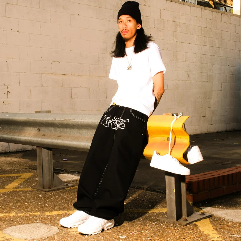 Gothic Trendy Baggy Jeans Y2K Classic Nameplate Embroidery Streetwear Man Pants High Quality Loose High Street Unisex Trousers 250319