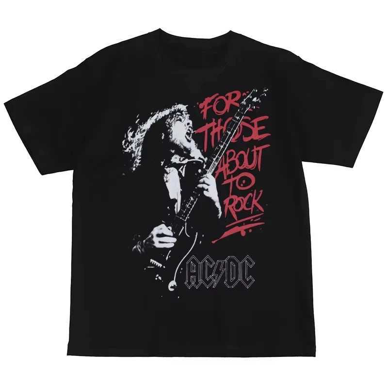 2025 Summer Fashion Trends New ACDC Rock Band American Street Hip Hop Punk Nirvana Retro Printed Cotton Short Sleeve T-shirtT250319