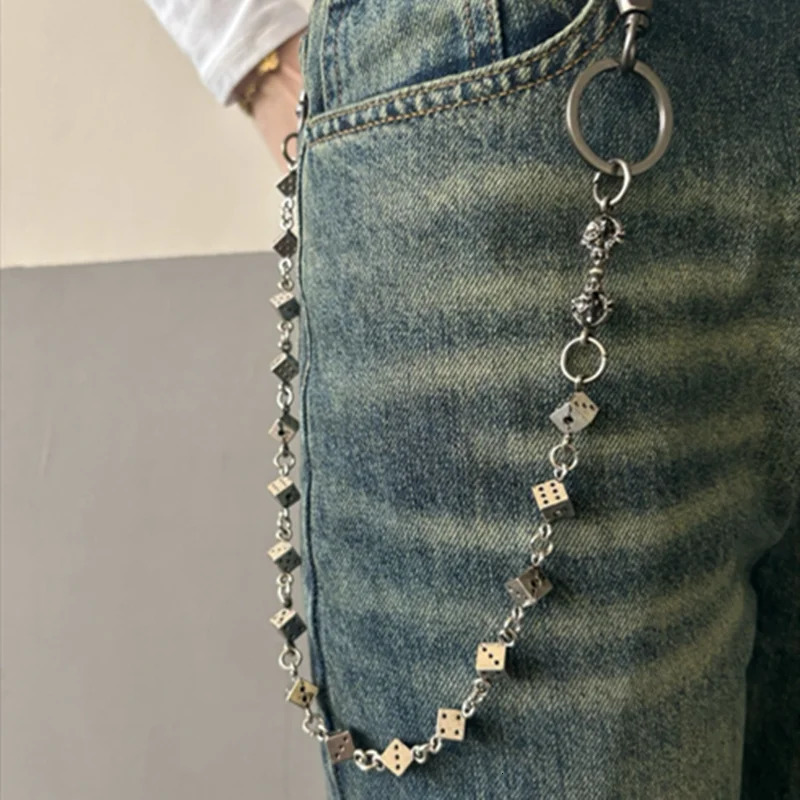 Vintage Punk Dice Pants Waist Chain Men Cool Jeans Chain Keychain Wallet Chain Gothic Biker Fashion Accessories 250320