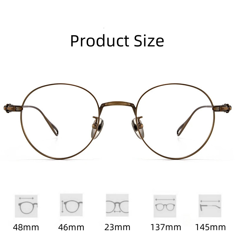 FIRADA Fashion Comfortable Round Glasses Retro Pure Eyeglasses Optical Prescription Eyewear Frame Men BK-GP401-C 250228