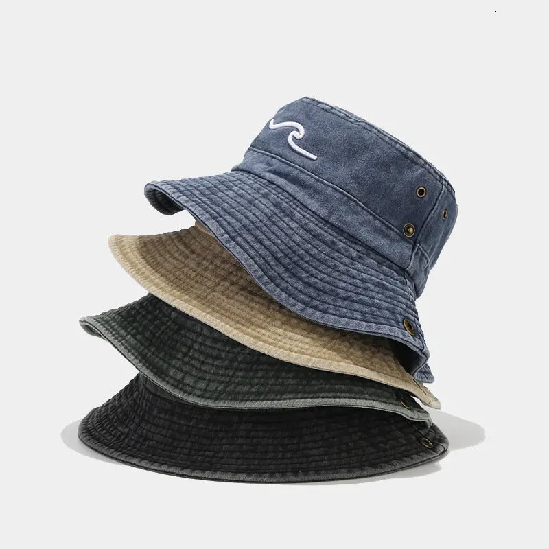 Spring Cotton Embroidered Pattern Bucket Hat Fisherman Hat Outdoor Travel Sun Cap For Men And Women 127 250320