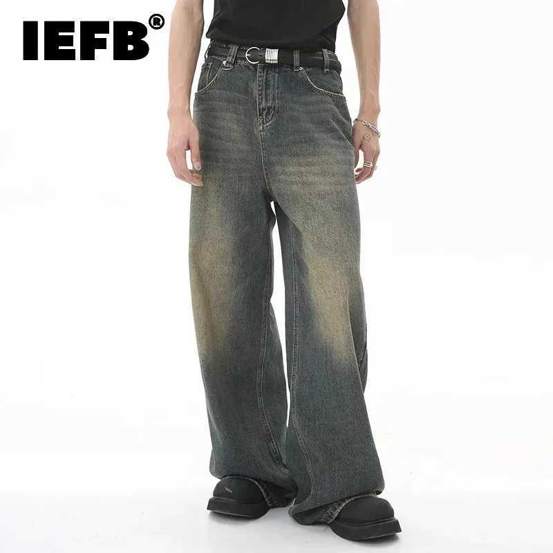IEFB Summer Mens Denim Pants Old Blue Washed Male Jeans Straight Casual Menwear Loose Wide Leg Trousers New Fashion 9C354T250319