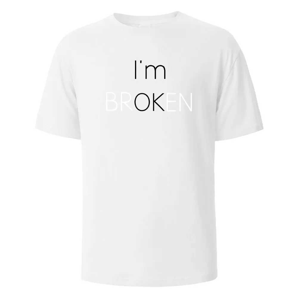 Im bankrupt Im fine. Interesting mens T-shirts on the street casual loose fit cotton clothing Crewneck breathable T-shirt hip-hop T-shirtT250319