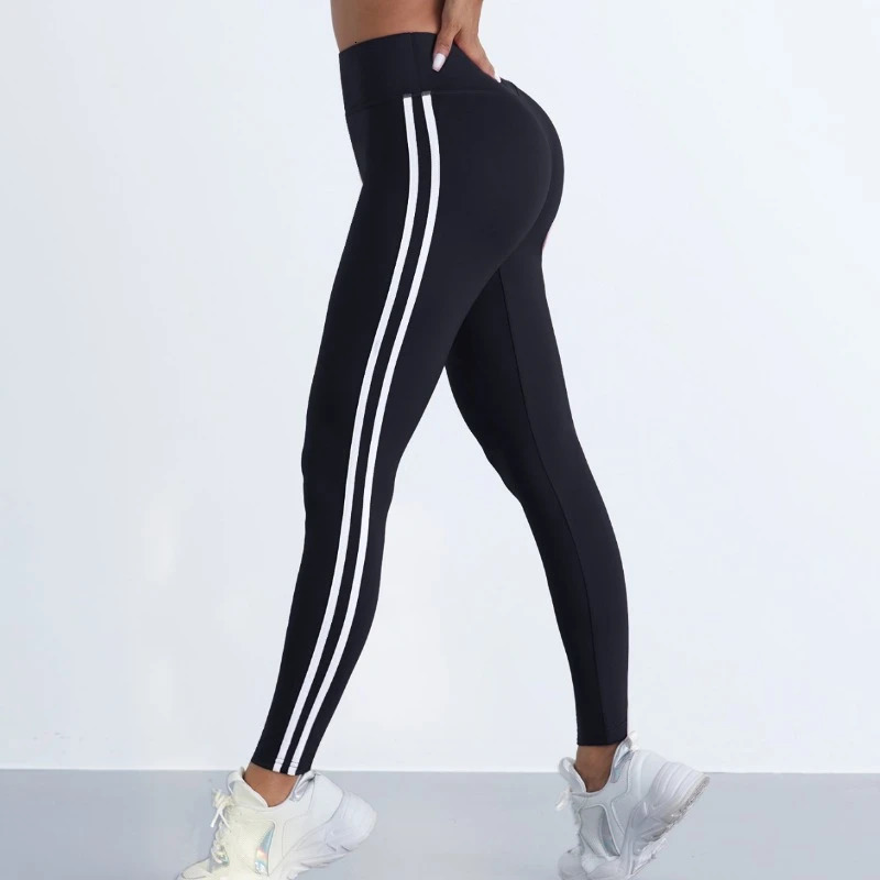Yoga Legging Striped Slim Sports Pants High Waist Hip Lifting Casul Tights Workout Running Stretchy Gym Leggings 250320