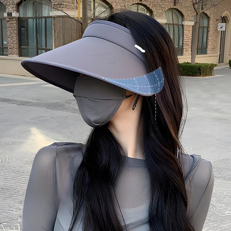 Summer Double-sided Ice Silk Hollow Top for UV Protection Versatile for Women with Sun Protection Hat Enlarged Brim 250320