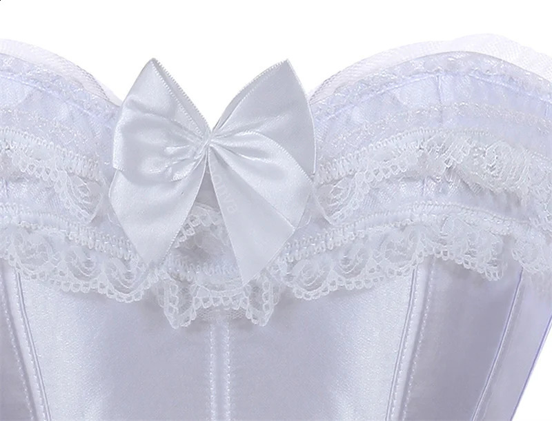 Sapubonva Corset Top Bustier Plus Size Overbust Zipper for Women Shaper Gothic Satin Lace up Red Bridal White 250319