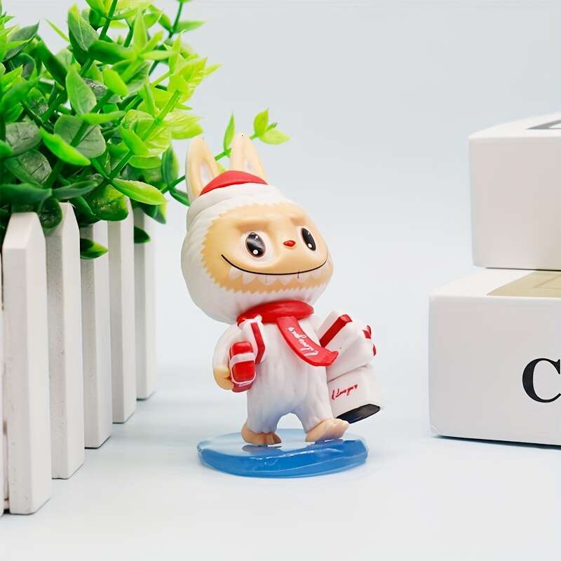 4pcs Labubu Series PVC Figures - Cute Anime/Cartoon Beverage-Themed Desk Ornaments, Mixed Colors, Perfect for Birthday Gifts & Collectible Toy Enthusi