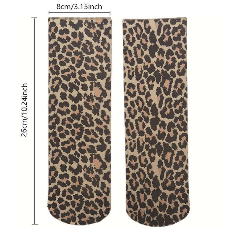Printed Leopard Print Stockings, Short With Snake Print, Summer Single Shoes, High Elasticity, Breathable, Ultra-Thin Socks