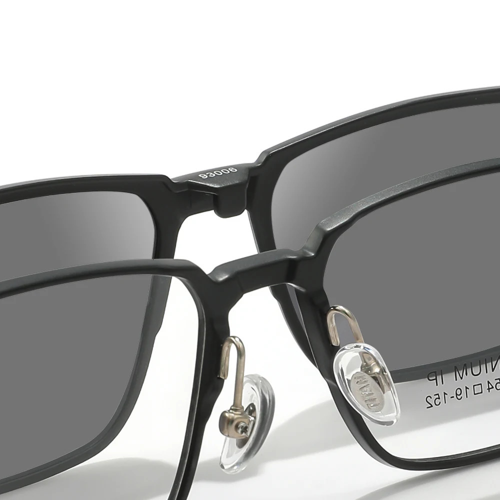 3 In 1 Pure Full Rim Square Men Glasses Frame With Polarized Clip On Sunglasses And Night Vision Women Eyewear 93006 250228