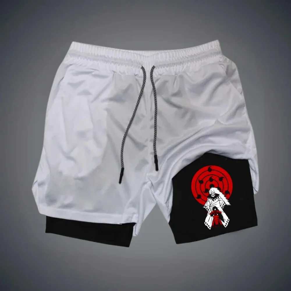 New Muscle Fitness Exercise Vacation Two Men Running Leisure Double layer Cartoon Printed Shorts Training Fast Drying Anti leakage W250319