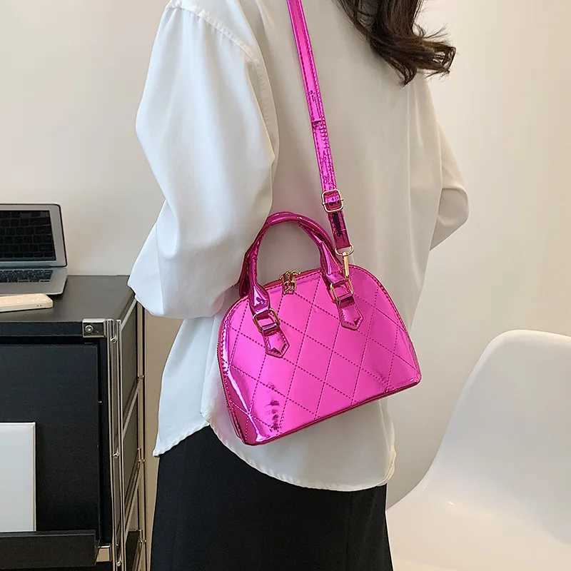 Luxury designer Plaid Quilted patented leather womens handbag Korean cross body bag small shell handbag 2023 summer new item Y250319