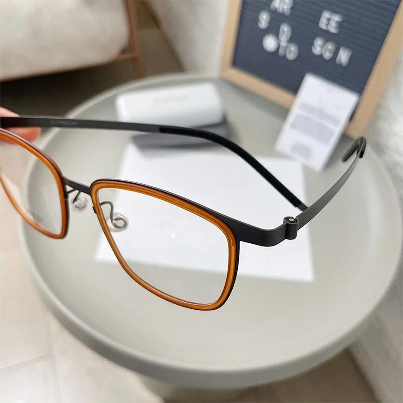 Danish Replica LIND9717 Retro Square Spectacle Frames Screwless Pure Eyeglasses Ultralight Glasses for Man 250228