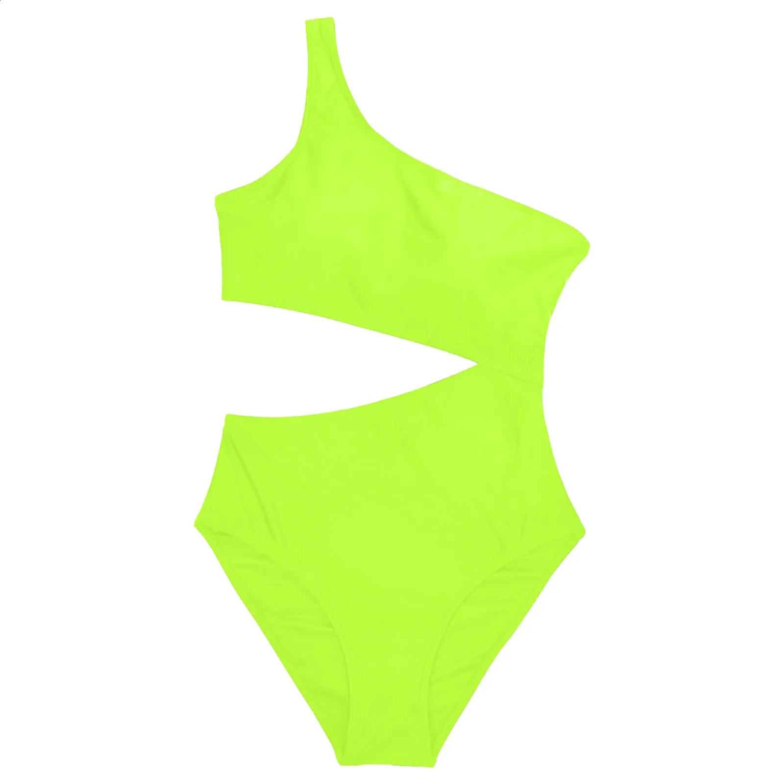One Shoulder 1 Piece Swimsuit For Women High Waist Bathing Suits Full Coverage Bikini Bottom Solid Color Swimwears Tankinis Set 250319