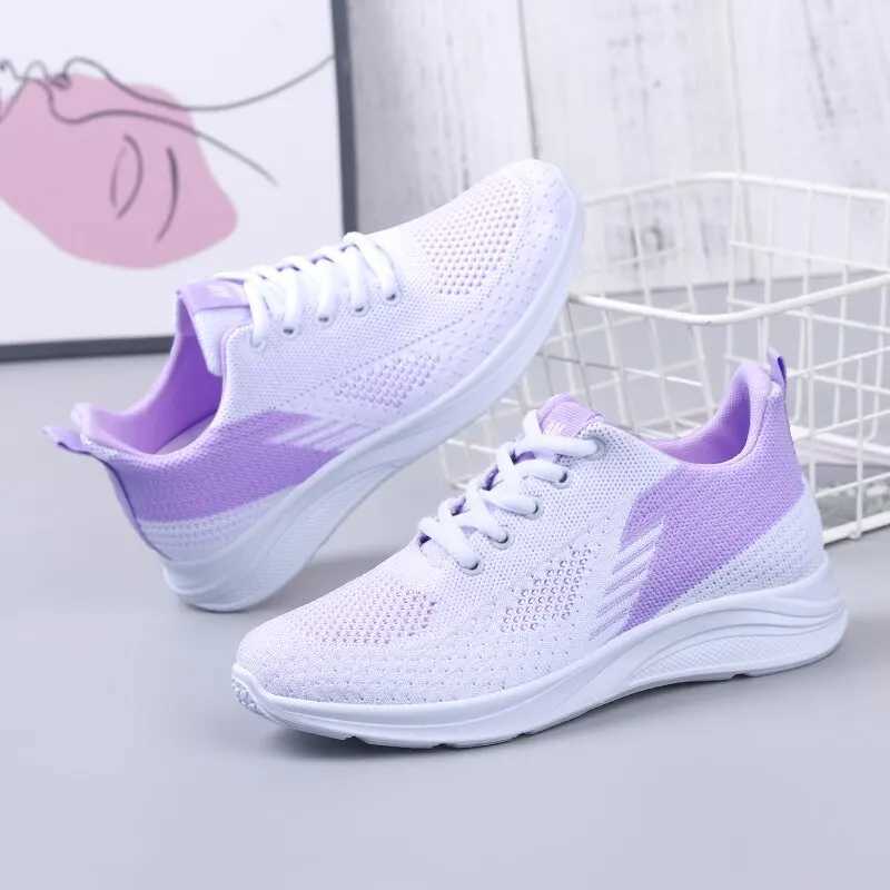 Spring New Womens Flying Weave Mesh Sport Casual Lightweight Soft Sole Running ShoesW250320