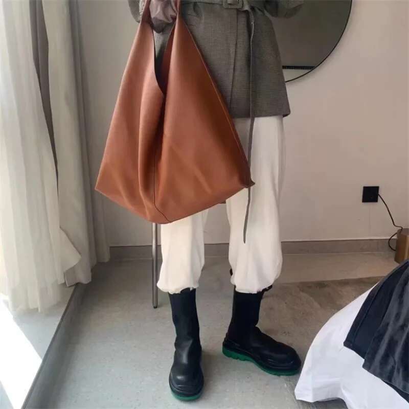 Fashion Soft Leather Handbags Women Brown Large Capacity Hand Bags Shopping Tote Female Casual Shoulder Bag Purse