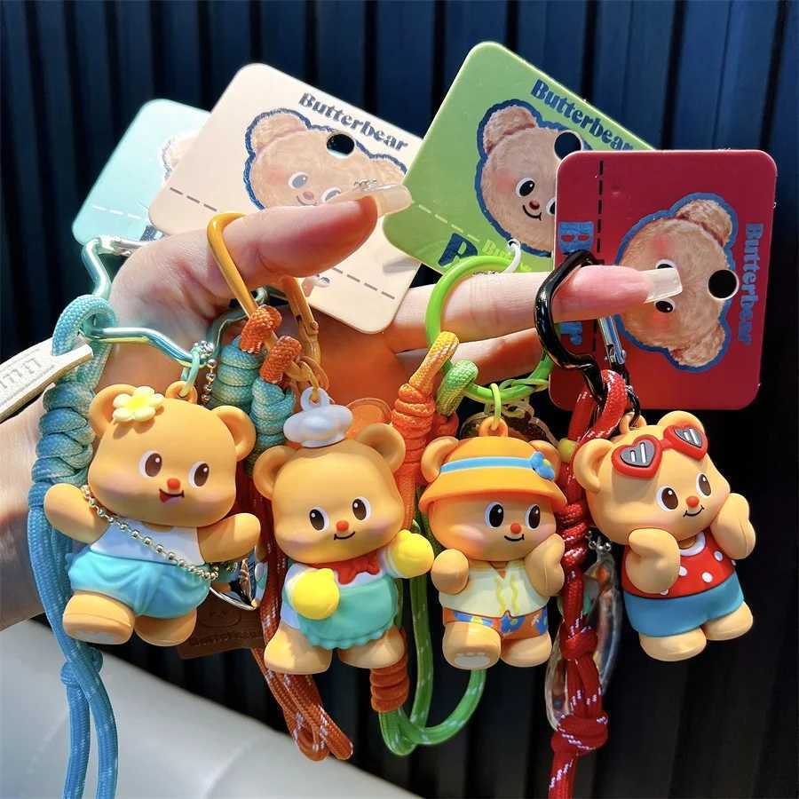Cartoon Butter Bear Keychain Pendant Cute Fashion Doll Creative Car Keychain Ring Luggage Accessories Gift for ChildrenXJ250319
