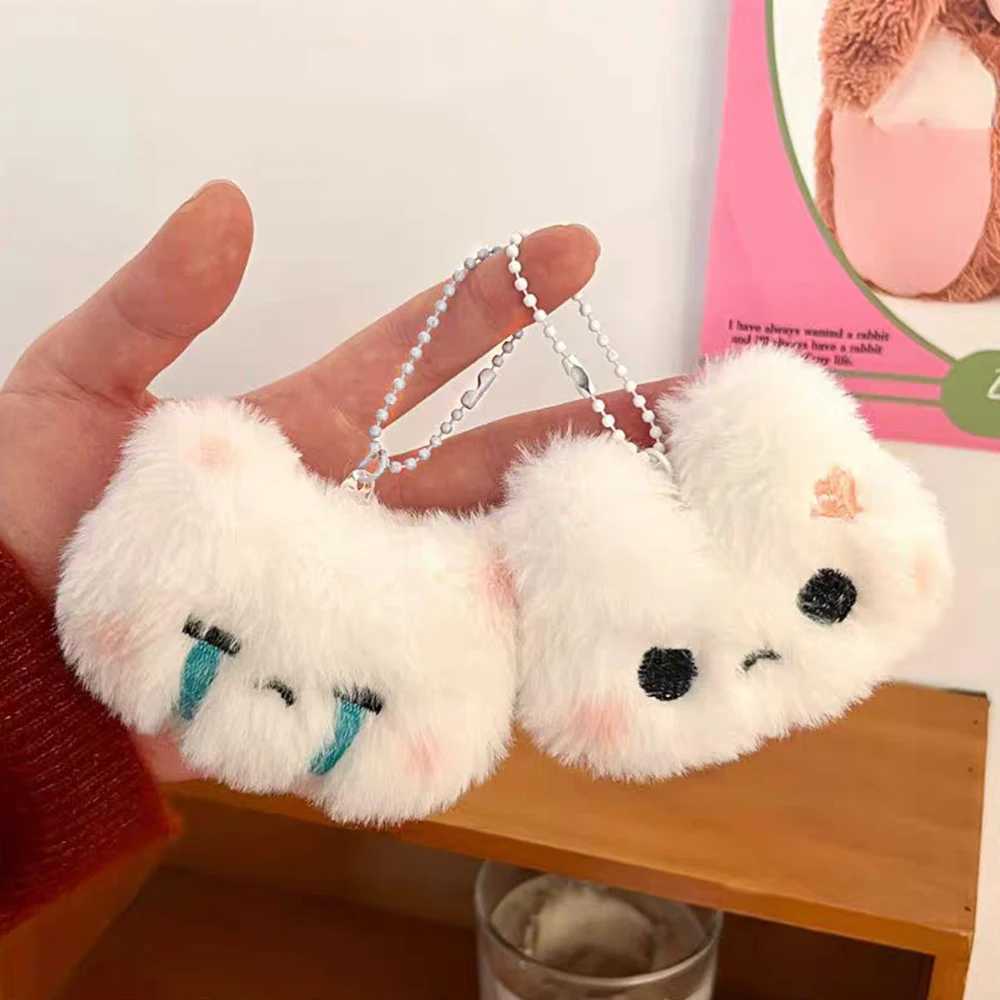 Cartoon Plush Rabbit Doll Keychain Sweet Cute Angry Crying Rabbit Doll Charm Keychain Animal Bag Pendant Decorative GiftXJ250319