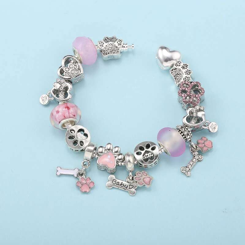 Hot Sale Hollow Foot Beads Charm Bracelets Fit DIY Brand Bracelets For Women Men Girlfriend Bijoux Pulseras Jewelry Gift