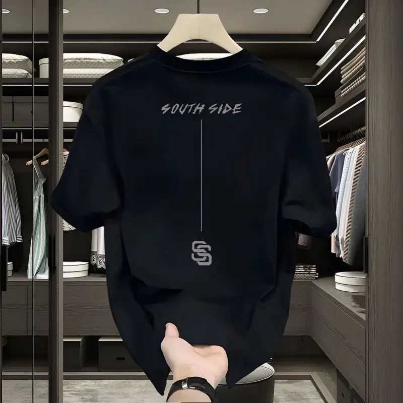 Minimalist Pure Cotton Summer New Mens Pullovers Classic Crew Neck Printed Letter All-match Loose Short Sleeve T-shirt TopsT250319