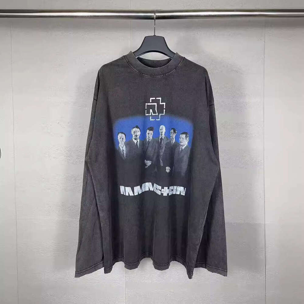 Trendy Brand Paris High Version B Home German Tank Vintage Figure Print Same Loose T-Shirt Long Sleeved