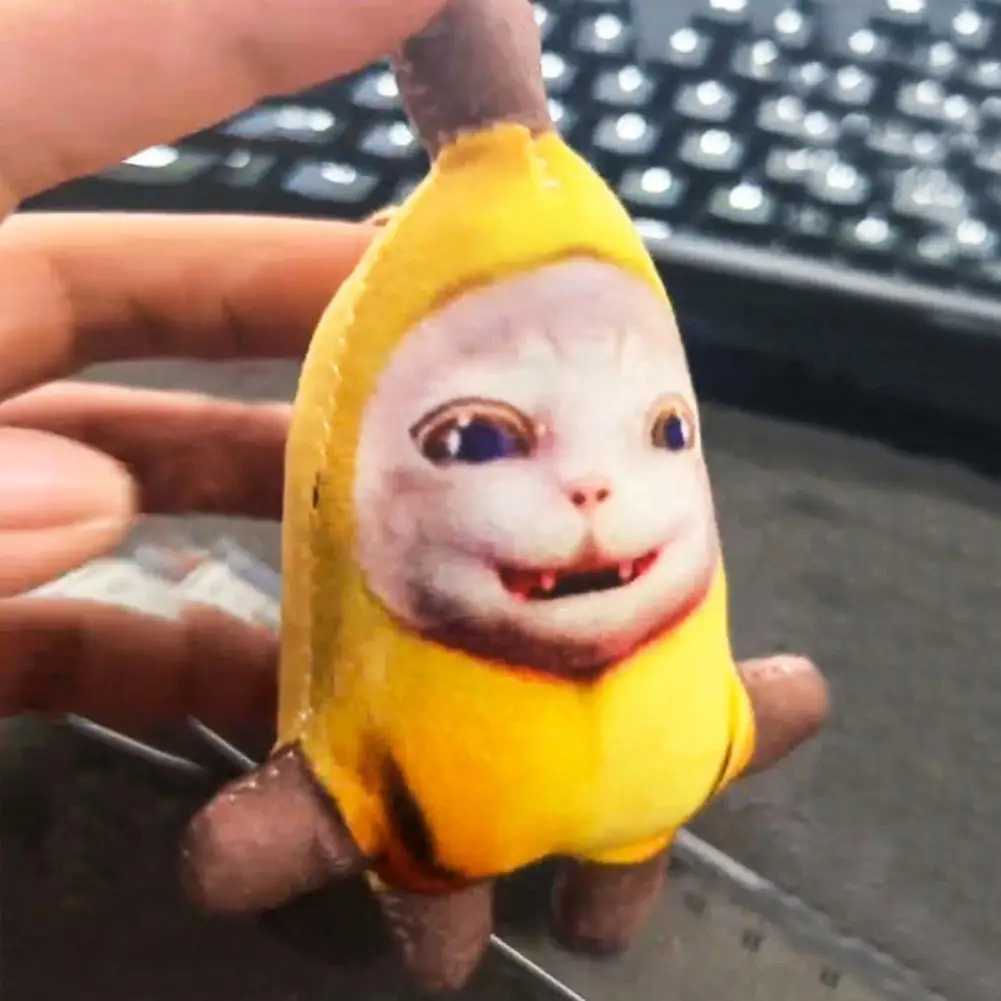 Banana Cat Plush Toy Banana Cat Crying Meme Banana Cat Keychain Cat In Banana Doll Happy Gift Kids Cartoon Dolls KeychainsXJ250319