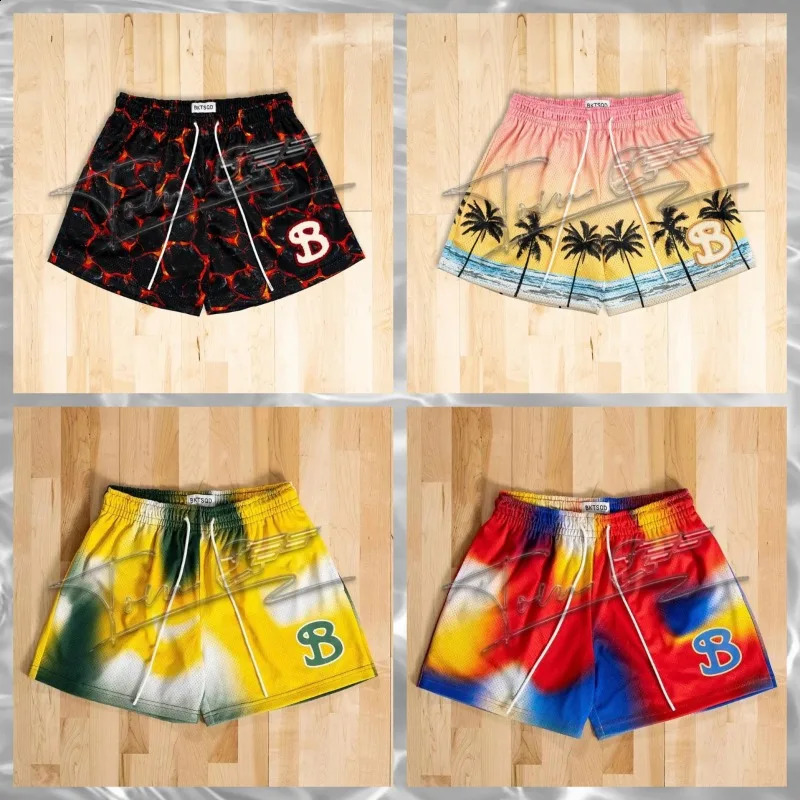 BKTSQD American fashion trend training shorts mens and womens mesh quick drying quarter knee basketball running beach 250319
