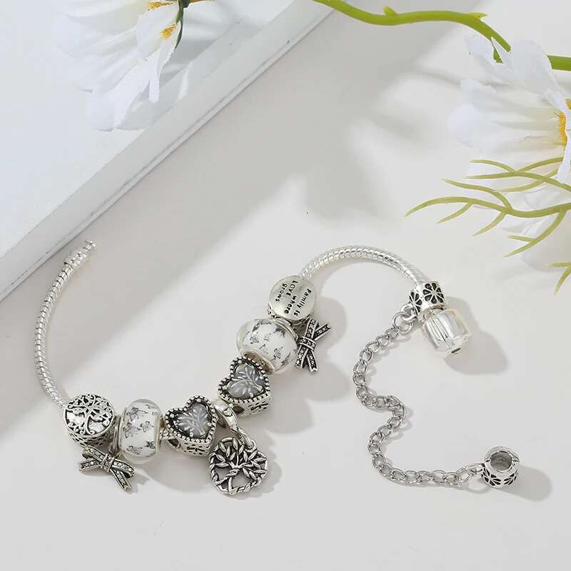 Authentic Silver Color Classic Snake Chain Charm Bangle & Bracelet Sterg Silver Plated Bracelets for Women Mother Men Jewelry