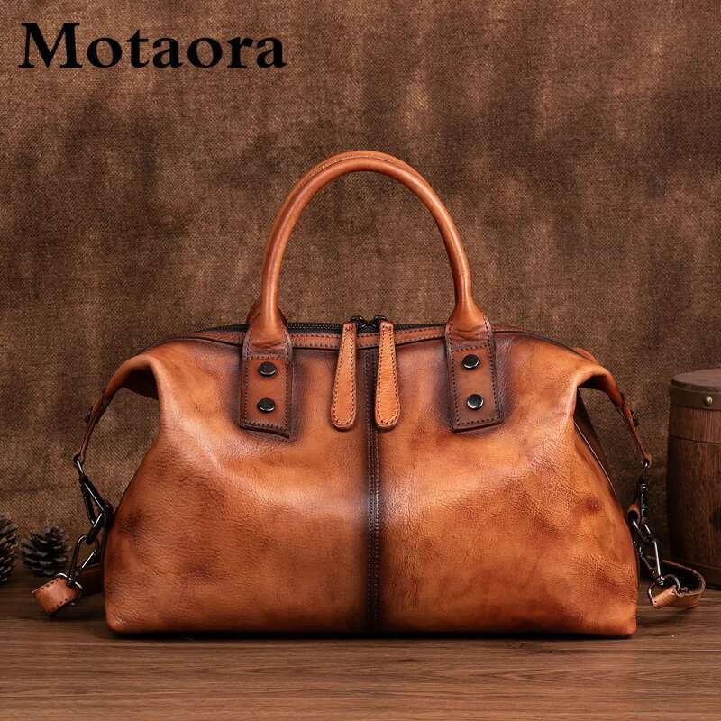 2025 New Hand Painted Women Handbag Genuine Cowhide Leather Dumpg Large Capacity Vintage Top-Handle Bag For Female