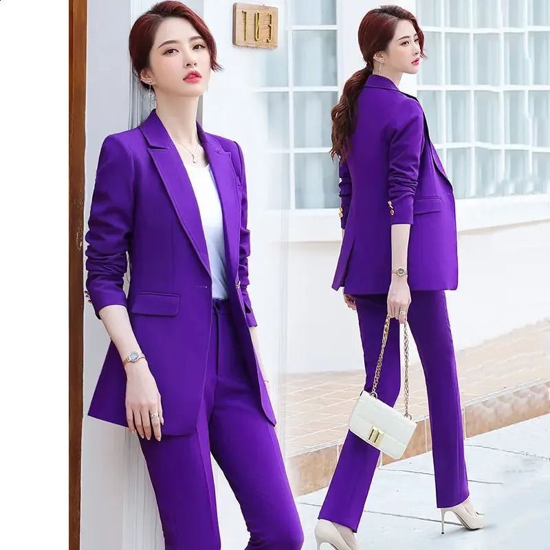 2024 Waist Set High Temperature Purple Long Jacket and Mens 2piece Belt Womens SpringSummer 250319