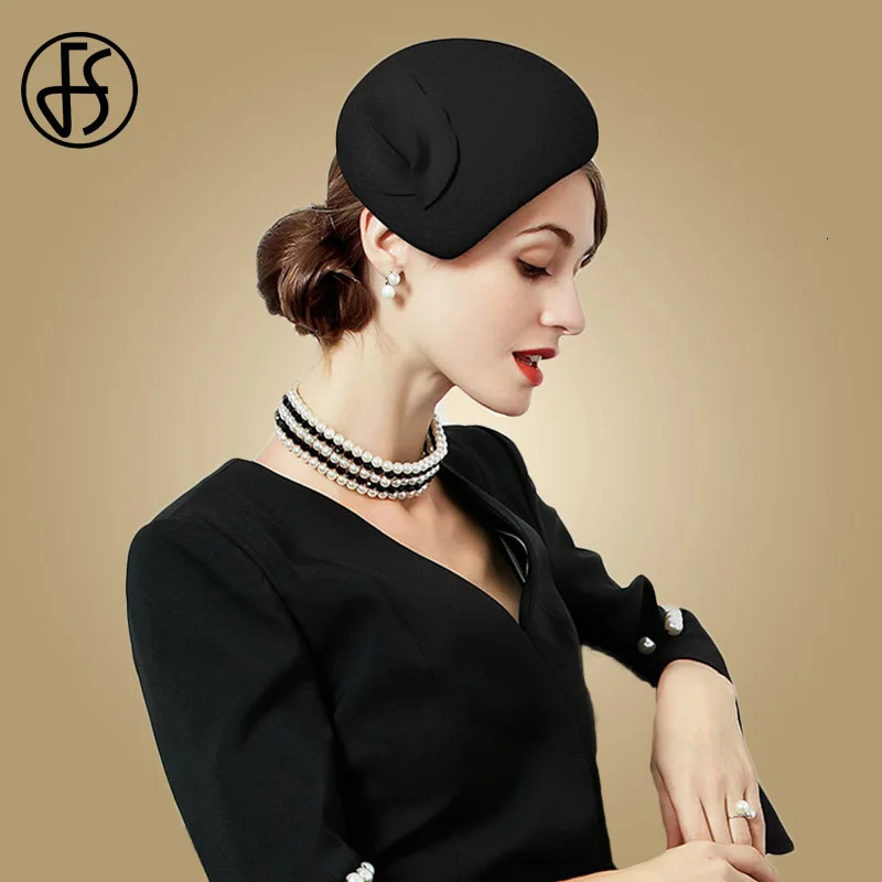 FS White Felt Womens Charm Hat Pink Pillbox Hat Black Wedding Fedora Chapeau Womens Party Hat 250228