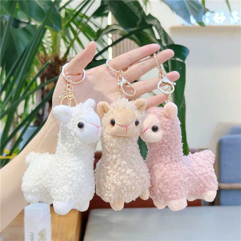 Cartoon Cute Alpaca Plush Pendant Creative Kawaii Doll Keychain Fashion Student Backpack Decoration Accessories Birthday GiftXJ250319