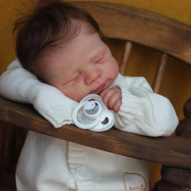 NPK 19 inch has been painted as a regenerated sleep baby doll the same as in the picture with a soft lifespan 3D skin touch and visible hair roots W25