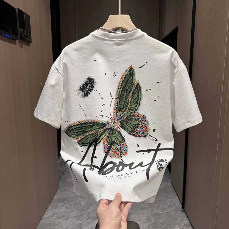 Spring and summer new round neck floral short sleeved T-shirt casual version Western commuting clothing loose mens T-shirtT250319