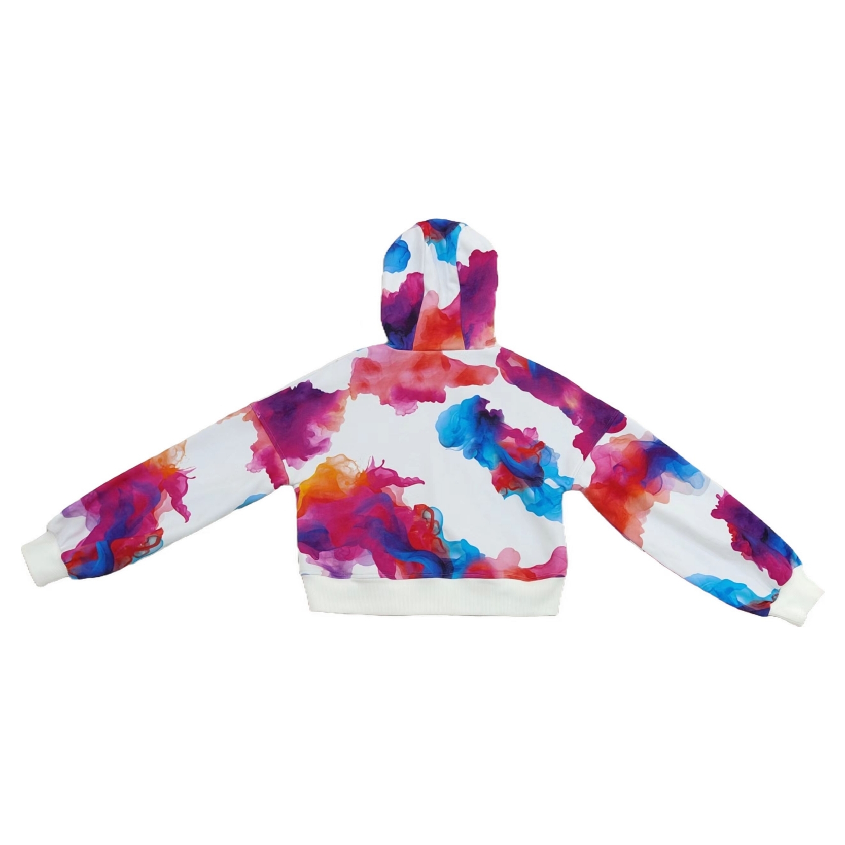 Tie-dye Hoodie Activewear Sportswear Outdoor Hooded Top Casual Athleisure Clothes Running Sweatshirt with X-ribbed Hem