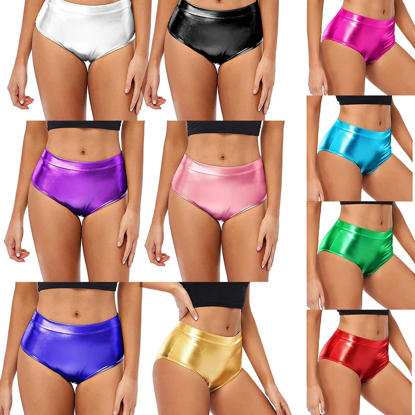 Sexy Rave Dance Costume Womens Metallic Shiny Booty Shorts Skinny Panties Short Pants for Carnival Club Party Bottoms 250320