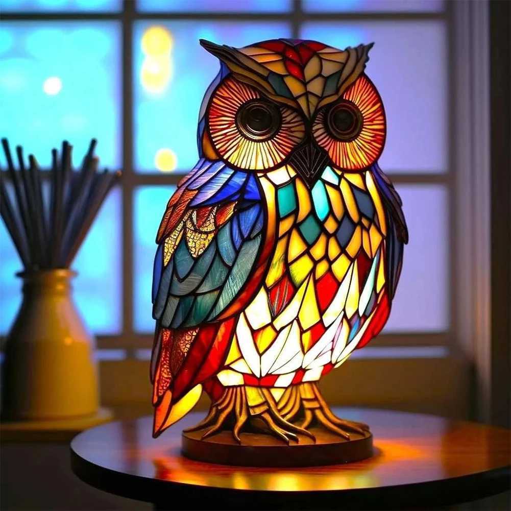 3D Animal Series Desk Lamp Decorative Night Desk Lamp Color Retro Colored Glass Elephant Owl Cat Style Desk Lamp Z250320