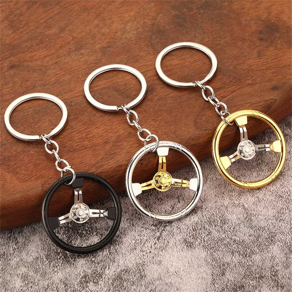 Hot selling sports racing car mixed color personalized steering wheel modified car keychain creative model metal charm keychainXJ250319