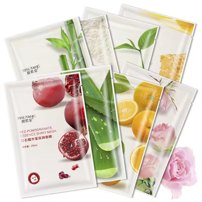 8pcs Face Mask Natural Fruit Plant Moisturizing Oil-Control Blueberry Orange Strawberry Rose Facial Masks Skin Care Cosmetics
