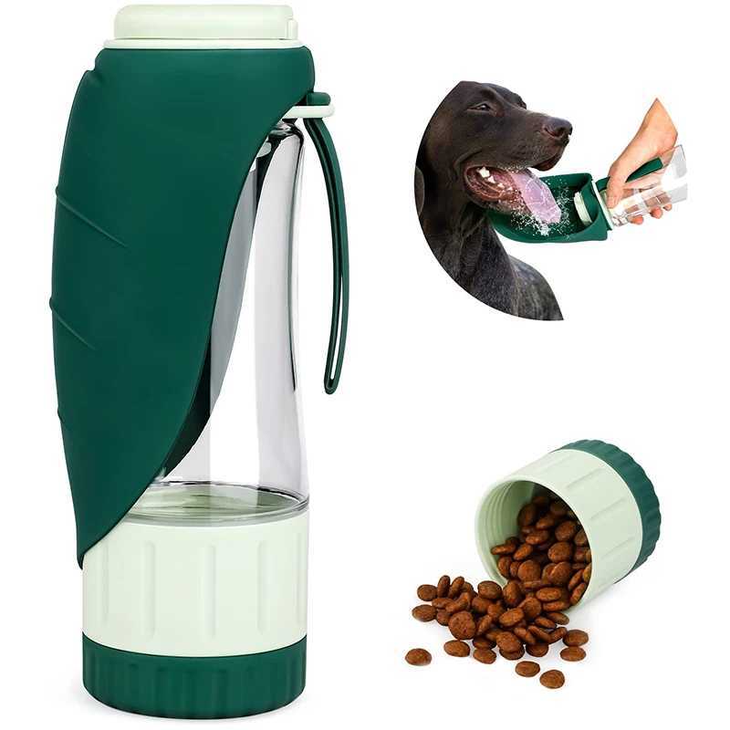 Portable dog water bottle food container 2-in-1 leak proof pet water dispenser feeding cup used for outdoor hiking trips Y250319
