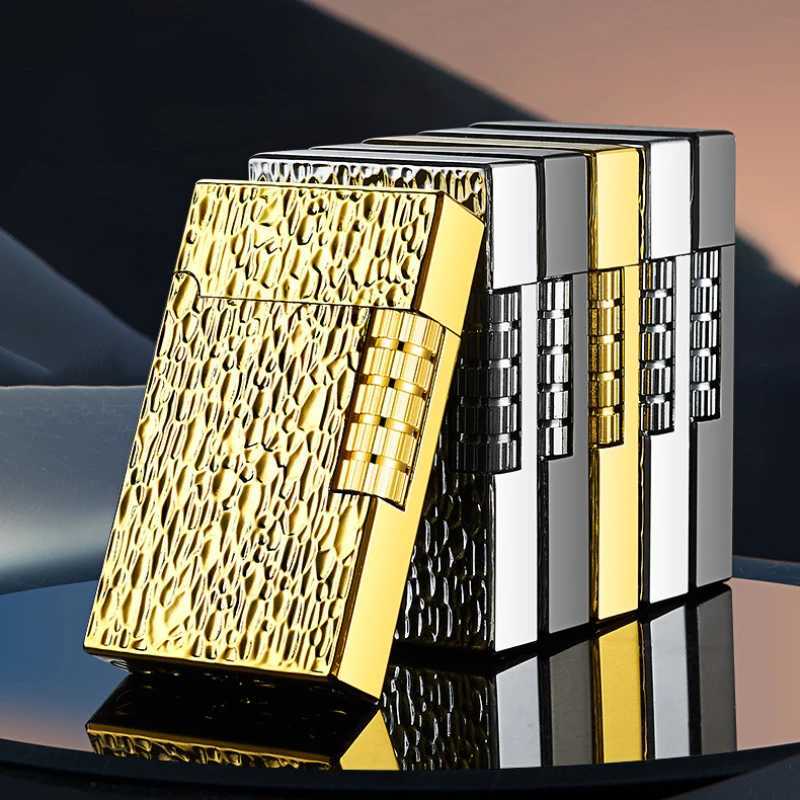 2024 New Metal Langsheng Oblique Fire Open Flame Grinding Wheel Lighter Butane Gas Inflatable Point Cigarette Lighter SmokingC250319