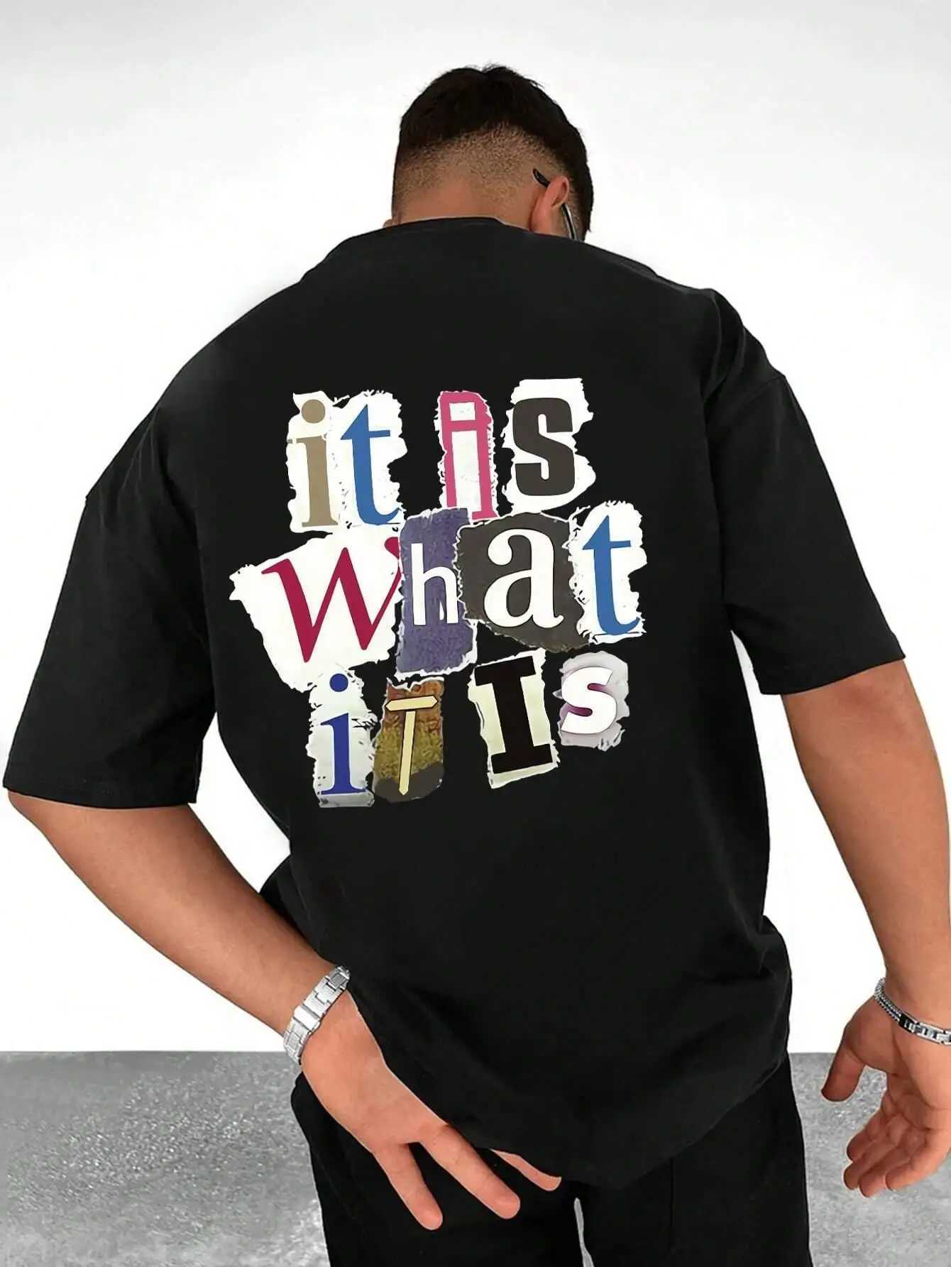 This is the graphic mens T-shirt in the letter. Summer cotton fashionable oversized clothing casual hip-hop top loose and soft T-shirtT250319