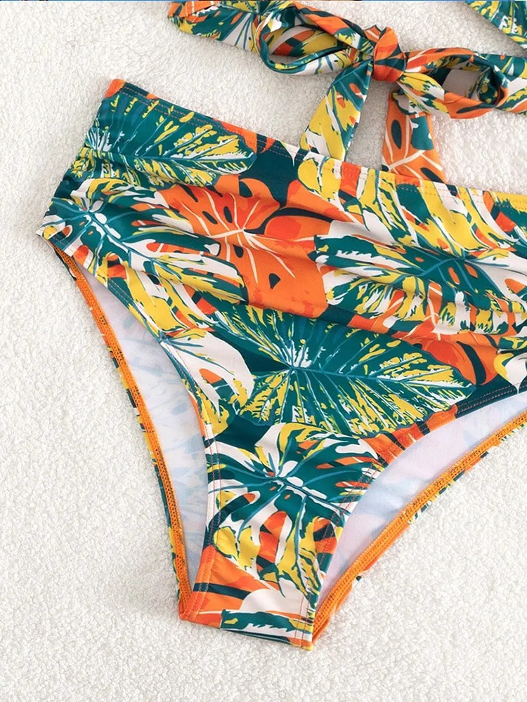 2024 Womens Printed Summer Push up Swimsuit High Waist Bikini 250319