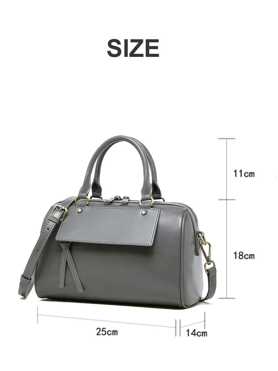 genuine Boston pillowcase fashionable casual handbag cowhide shoulder cross bag 250318