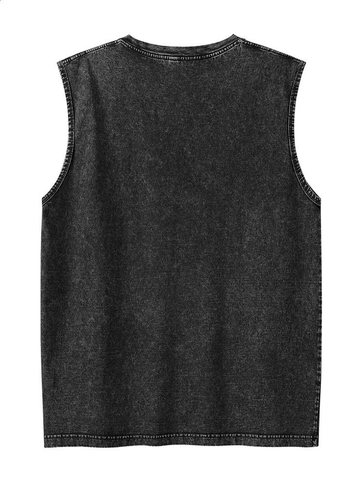 Summer Mens Washed Cotton Tank Tops Muscle Gym Sleeveless Workout T Shirts Running Beach Loose Cutoff Tees 250319