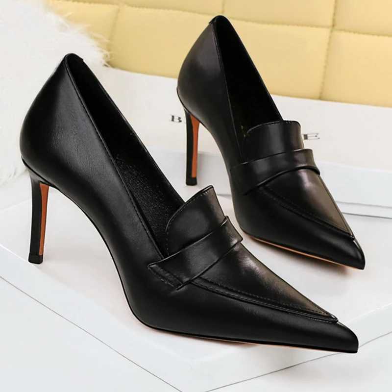 BIGTREE Shoes Wen 8 cm H Wen Pumps Leather Shoes Stilettos Pointed Toe Occupied Ladies H Off shoes Fem Y250319