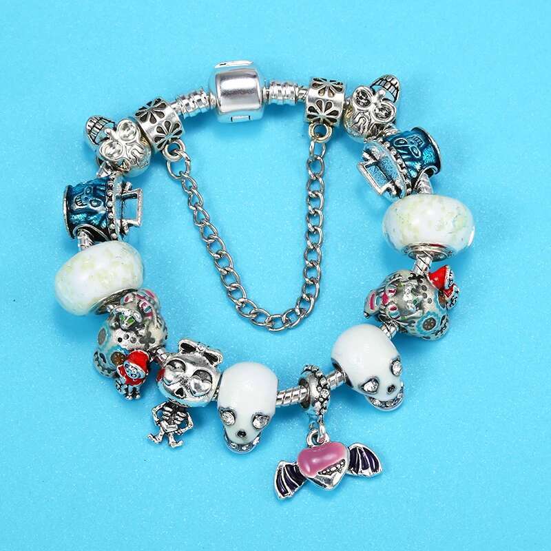 High-Quality Skull Head Charm Bracelet With DIY Fashion Bracelets Bangles For Women Kids Men Jewelry Gift Dropshipping Wholesale