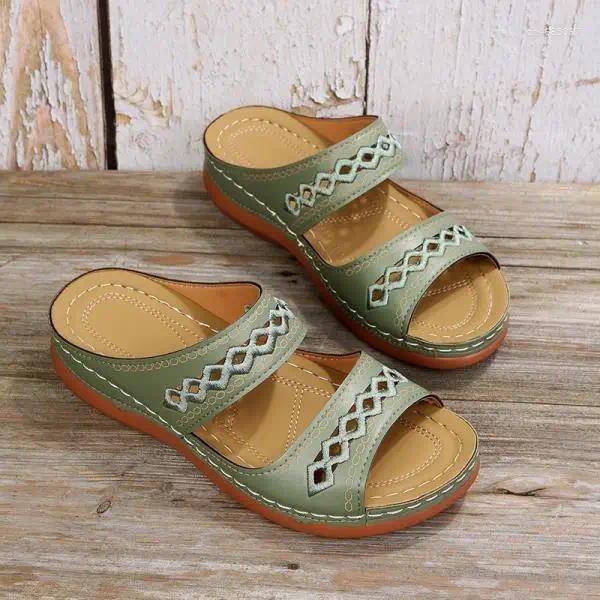 Slippers Shoes Gingham Women Summer Lady Peep Toe Slides Girl Flat Soft Lace-Up Slip-On Back Strap Striped TPR Rome Scandals PU zhanyishengli