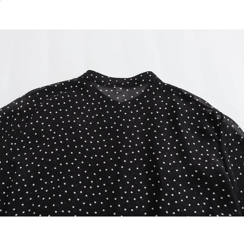 TRAF Shirt Womens Spring 2025 Blouses Fashion Point Elegant Loose Chiffon Comfortable Street Youth 250319